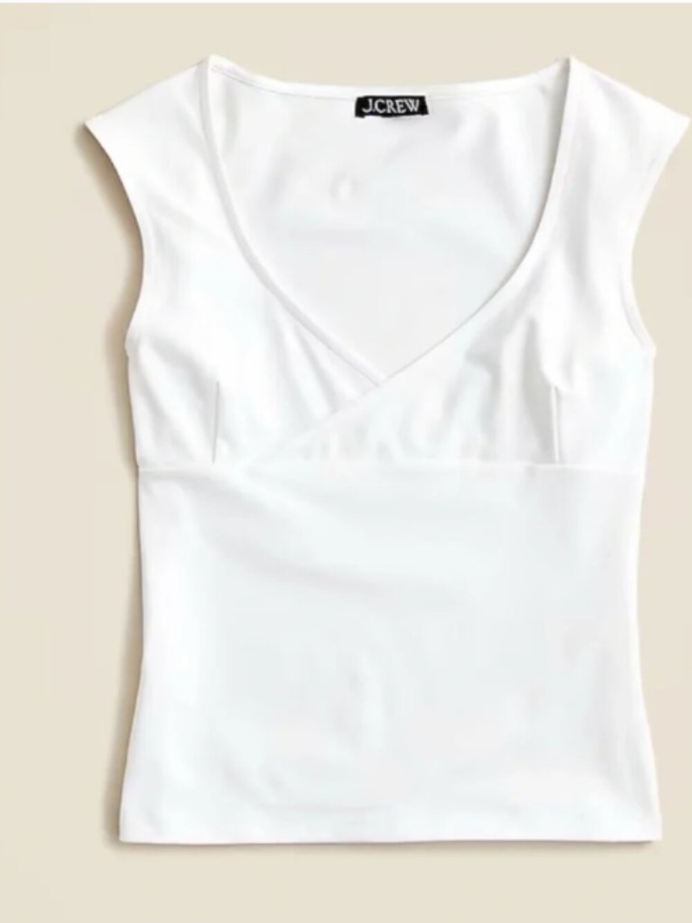 New stretch cotton cap-sleeve crossover white sexy shirt top V neck Size S